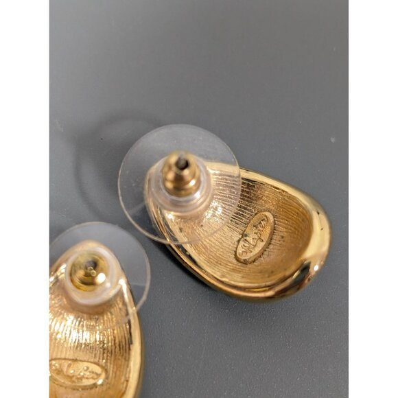 Vintage Napier Blue Enamel Teardrop Drop Earrings Gold Tone Classic - Picture 6 of 7